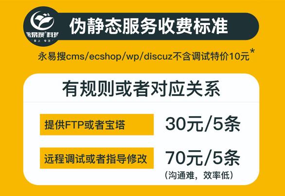 伪静态配置服务收费标准，联系方式