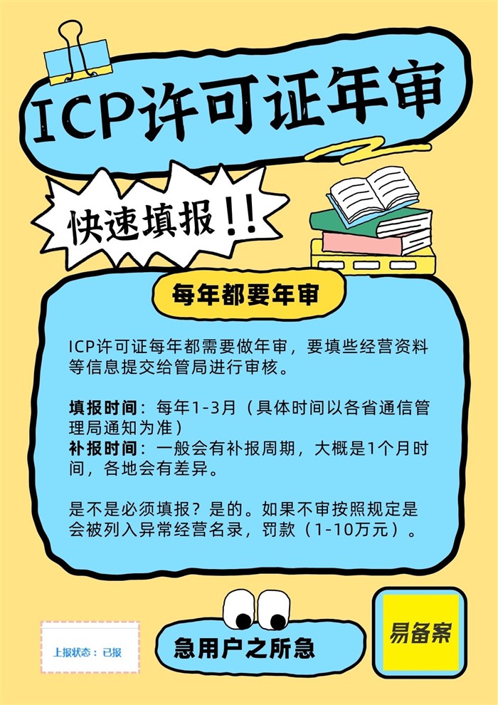 ICP许可证年审年报是时间是不是必须要做