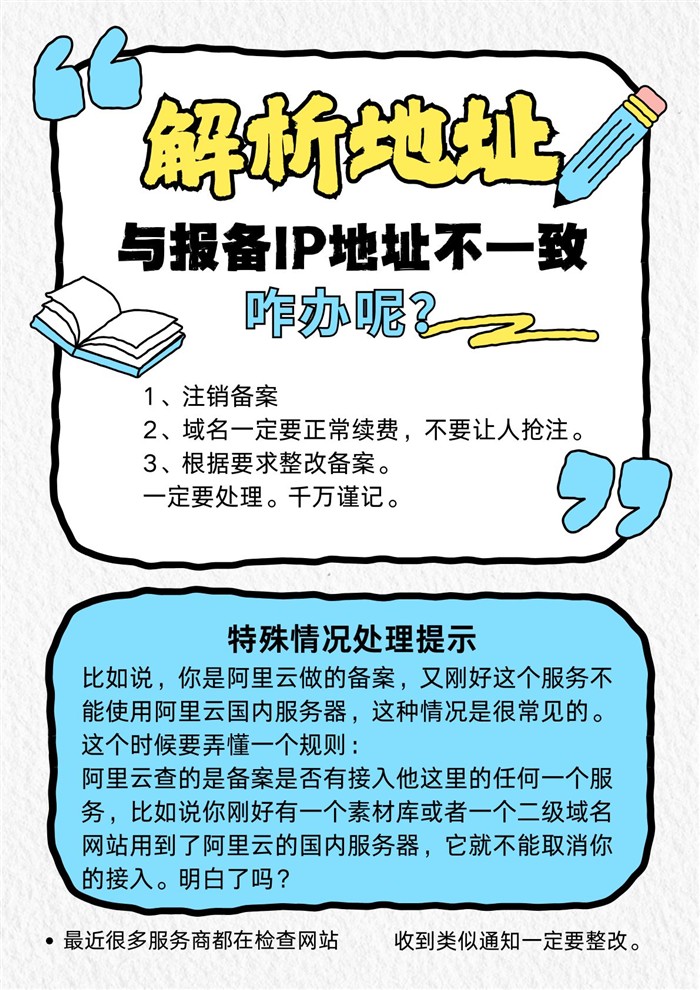 解析地址与报备IP地址不一致，需要整改ICP备案怎么办