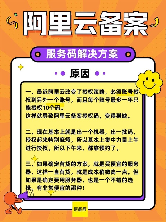 阿里云备案服务码原因